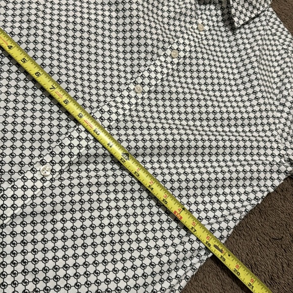 MK Allover Print Button Front Dress Shirt-Slim Fit-M-Black/White-98 Cotton-EUC - Picture 15 of 15